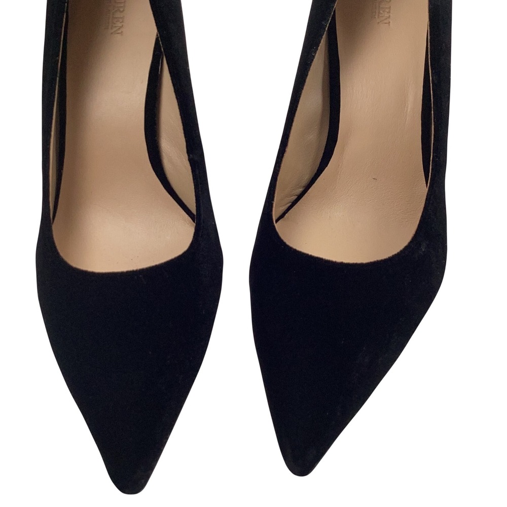 Lauren Ralph Lauren Black Velvet Pointed Toe Pumps RLL Logo Heels Womens 11B - Picture 13 of 16